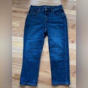 Classic High Rise Curvy Jean 6 Crop Dark Blue Straight Y2K Ankle Relaxed Fit Mom